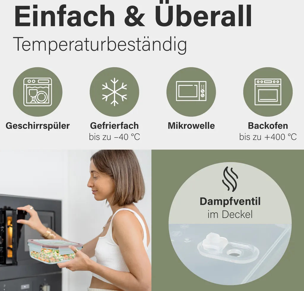  Classbach® Glas-Frischhaltedosen Mit Deckel, 9er-Vorratsdosen-Set/Vorratsgläser, Geeignet Für Mikrowelle, Spülmaschine Und Gefrierfach, Meal Prep Boxen Aus Glas, Perfekte Aufbewahrungsbox Küche