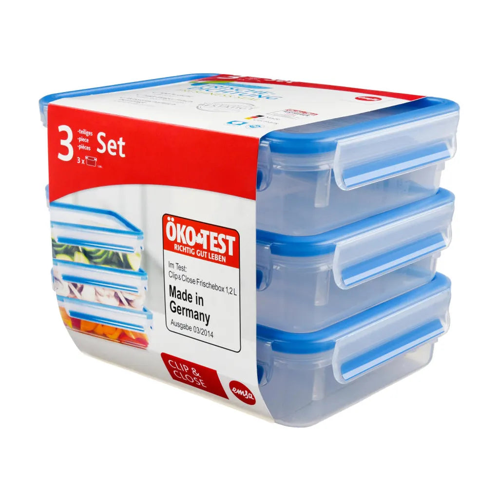  Emsa Frischhaltedose CLIP & CLOSE 3er Set 1,20 Liter Blau