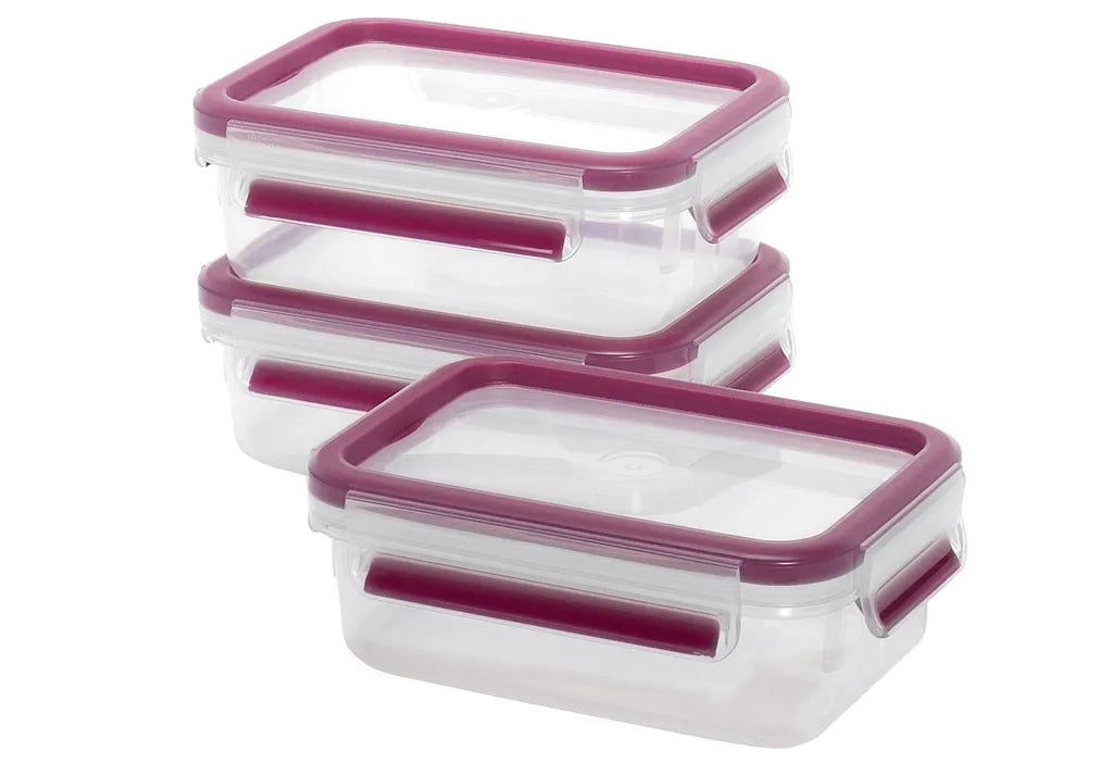  Emsa Clip&Close Frischhaltedosen 3er-Set 0,55 L, Violett