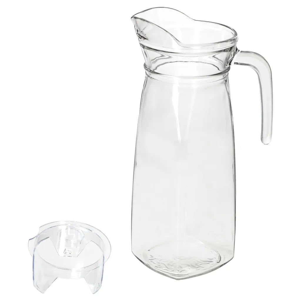  KARA Glas-Karaffe Mit Kunstoff-Deckel + Griff 1,2L Wasser-Krug Saftkanne Limo