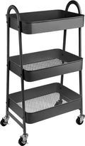  ONVAYA® Servierwagen Silvio | Beistellwagen | Dunkelgrau | 30,5 X 45 X 77 Cm | 3 Fächer | Multifunktionswagen | Transportwagen | Allzweckwagen | Küchentrolley | Nischenregal