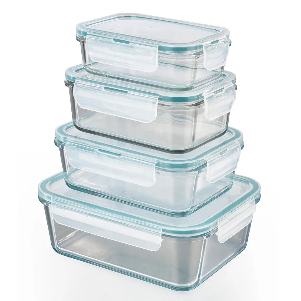  GOURMETmaxx Glas-Frischhaltedosen Klick-it 8-tlg. Frischhaltedosen 4er Set Glas Klick-It Gefrierdosen Lunchbox Brotdose Mikrowelle