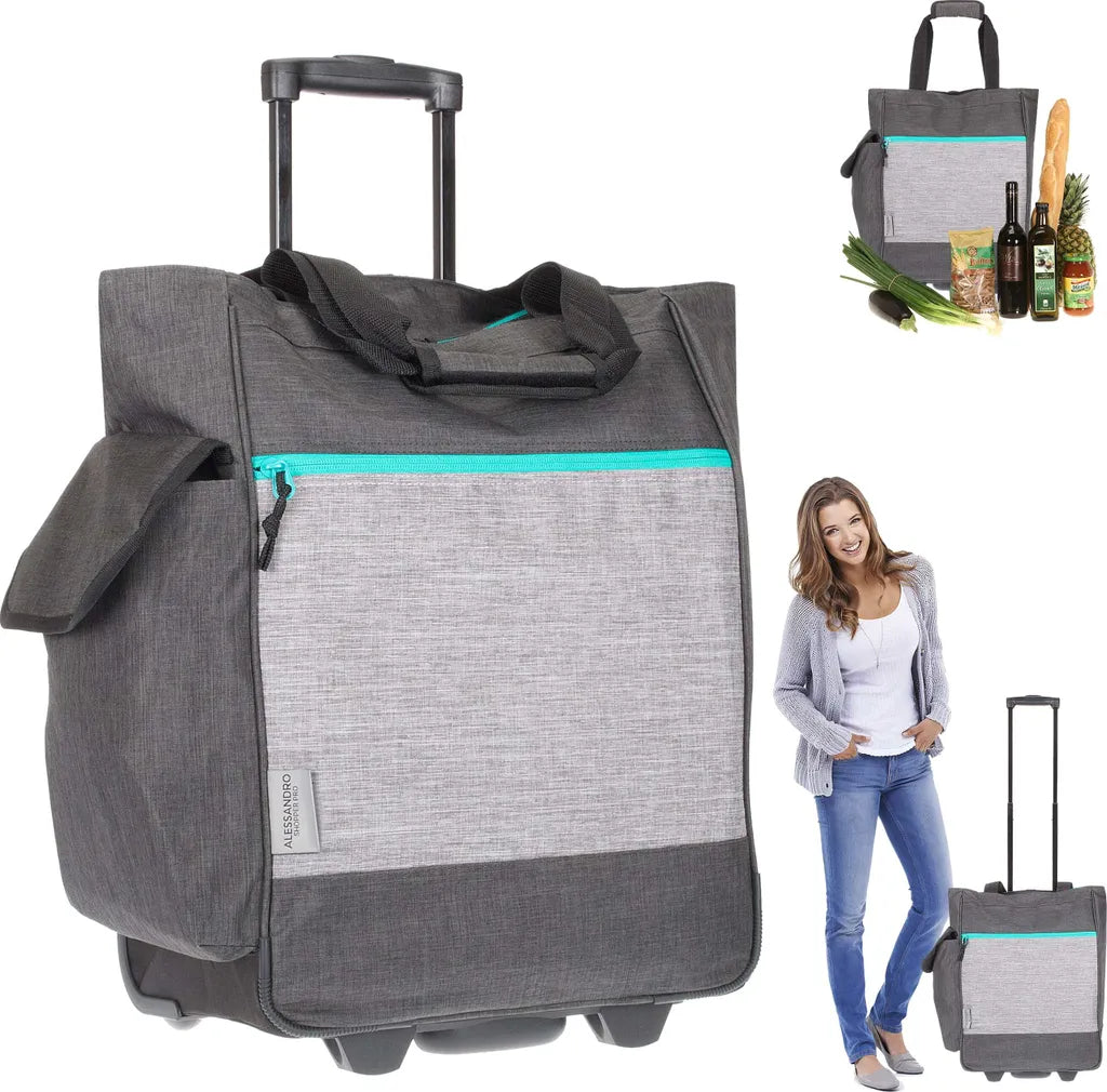  Trolley Einkaufstrolley Einkaufsroller Alessandro Pro Shopper Mit Stabilem Stand Einkaufstrolly Einkaufstasche Saunatrolley Trolly 38L 12894 Two Tone Grey Grau