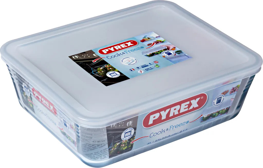  PYREX - 244P000 / 7043 - Rechteckschale Mit Deckel - 27 Cm * 22 Cm - Pyrex Cook & Freeze