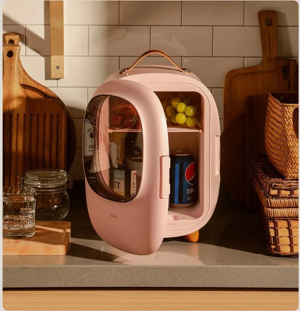  Baseus Mini Beauty Kühlschrank Für Kosmetik Reisekühlschrank Mit Heizung 8l 220V EU / 12V Weiß