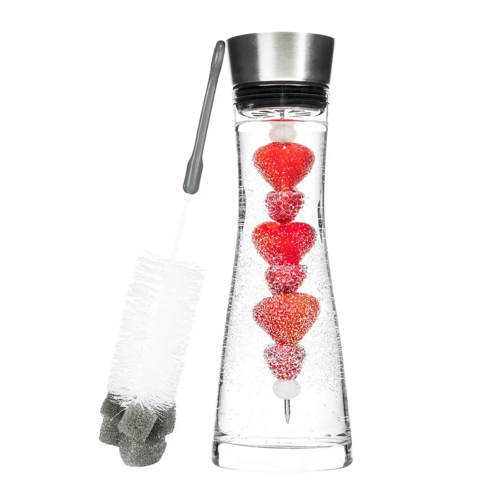  Wasserkaraffe Glas 1 L Mit Früchtespieß Edelstahl Ausguss
