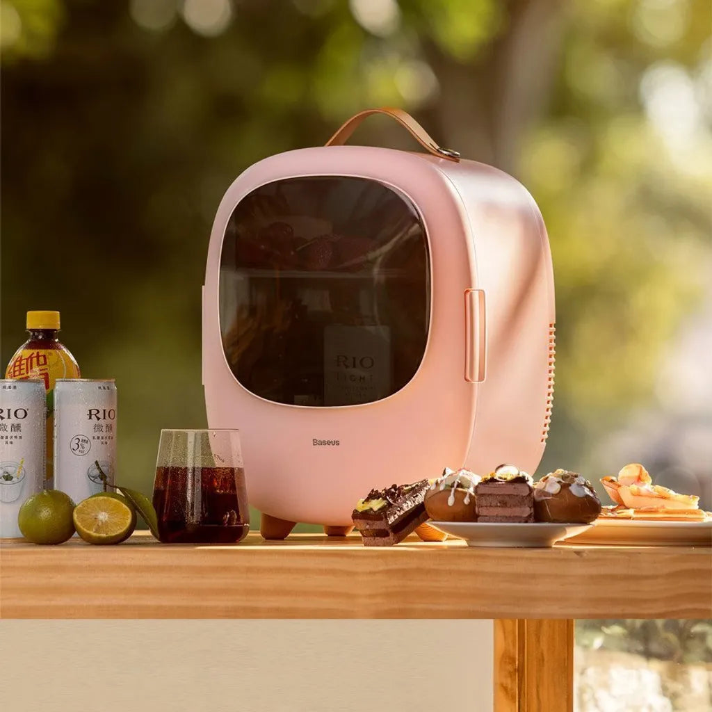  Baseus Mini Beauty Kühlschrank Für Kosmetik Reisekühlschrank Mit Heizung 8l 220V EU / 12V Weiß