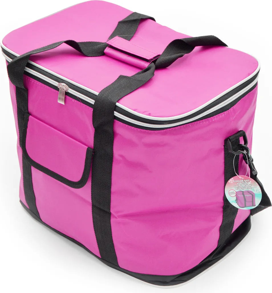  Kühltasche 30L Mit Schultergurt, XXL Isolier Kühlbox - Fuchsia/ Pink