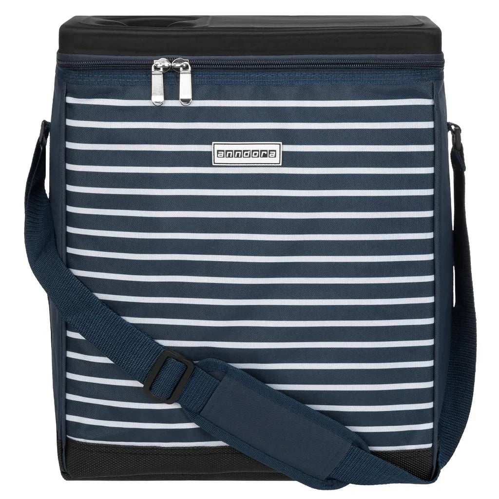  Anndora Kühltasche 32 Liter Navy Blau Weiß - Kühleinsatz -reisenthel Carrycruiser Kompatibel - Blau-weiss Gestreift