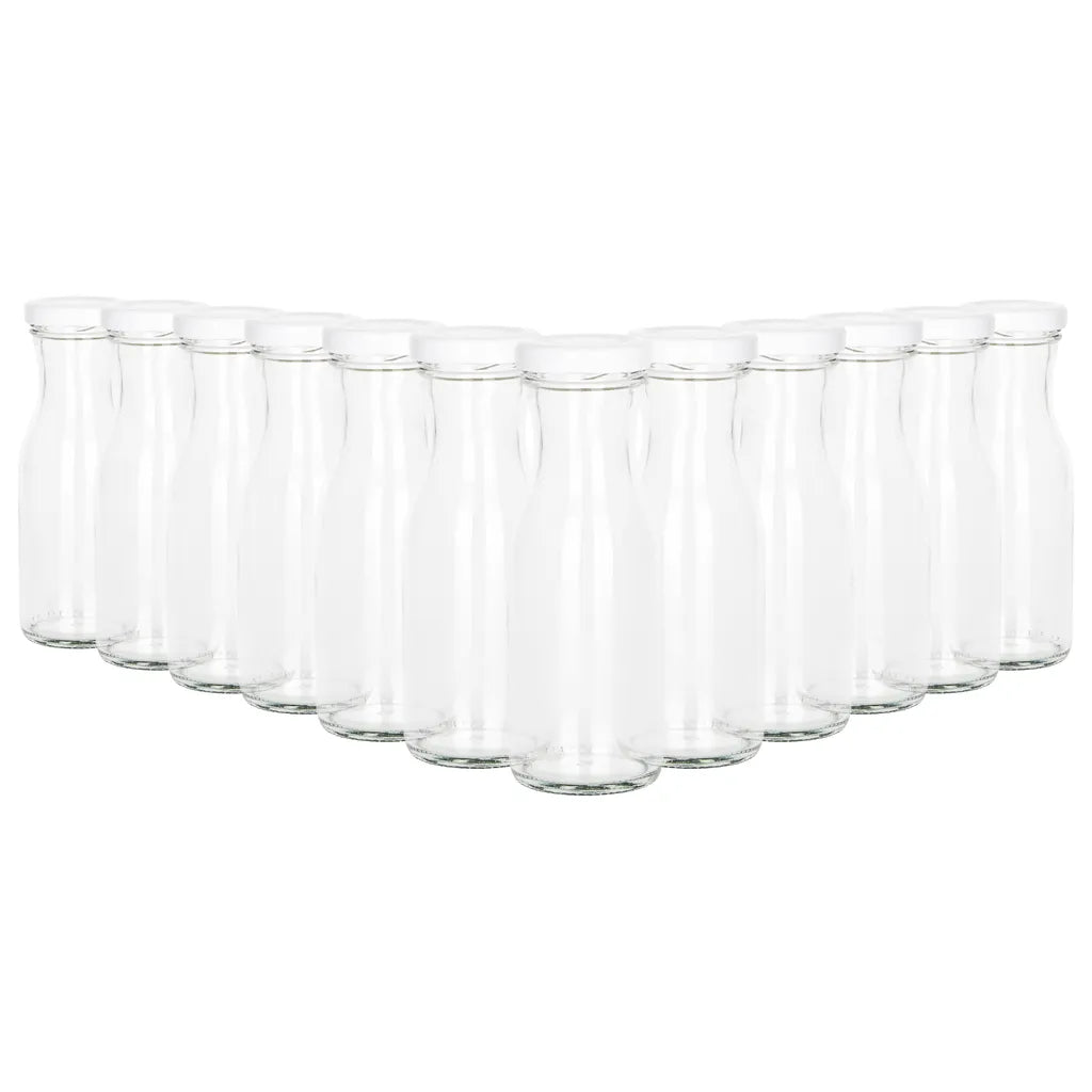  12er Set Saftflasche 150ml Twist-Off Deckel TO43 Weiß Karaffe Vorratsglas Flaschen Aufbewahrung