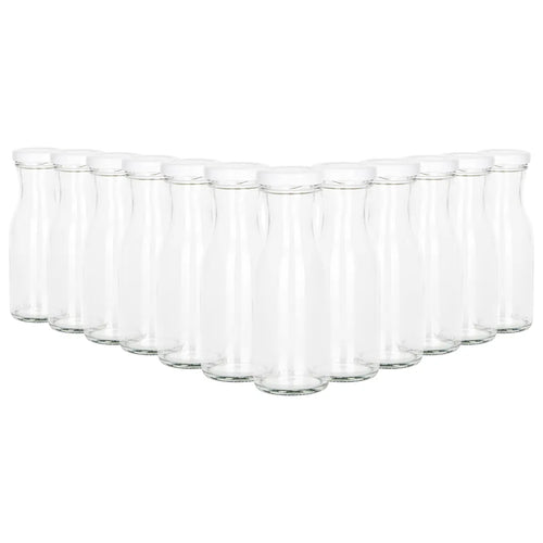  12er Set Saftflasche 150ml Twist-Off Deckel TO43 Weiß Karaffe Vorratsglas Flaschen Aufbewahrung