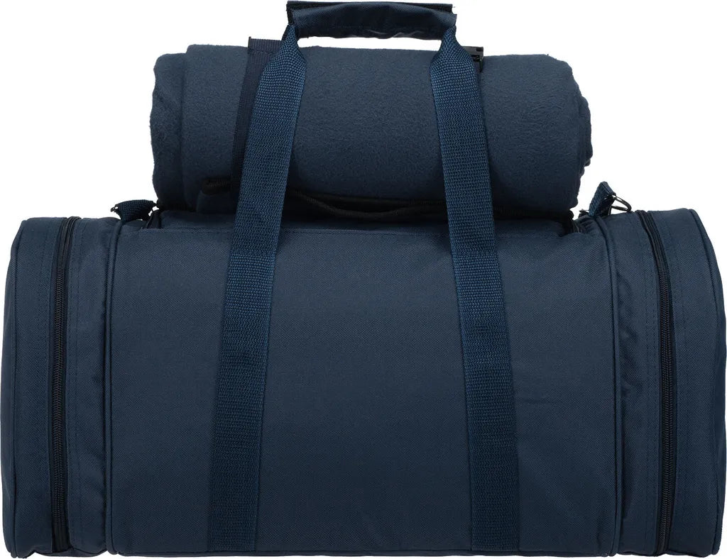  Anndora Picknick Kühltasche + Decke + Zubehör - Blau Weiß Gestreift - Blau