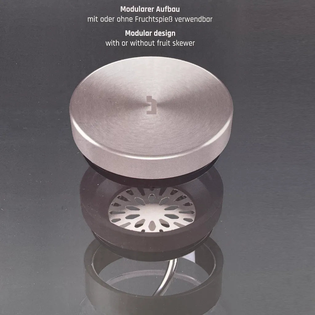  2er Set Glaskaraffen Mit Deckel - BODDELS SUND Wasserkaraffe Mit Fruchtspieß Und Filter 1,1L Anthrazit