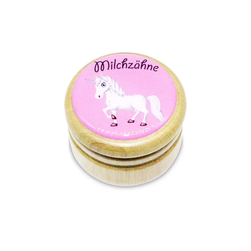  Milchzahndose Einhorn Zahndose Milchzähne Bilderdose Aus Holz Mit Drehverschluss 44 Mm ( Einhorn ) - 7011