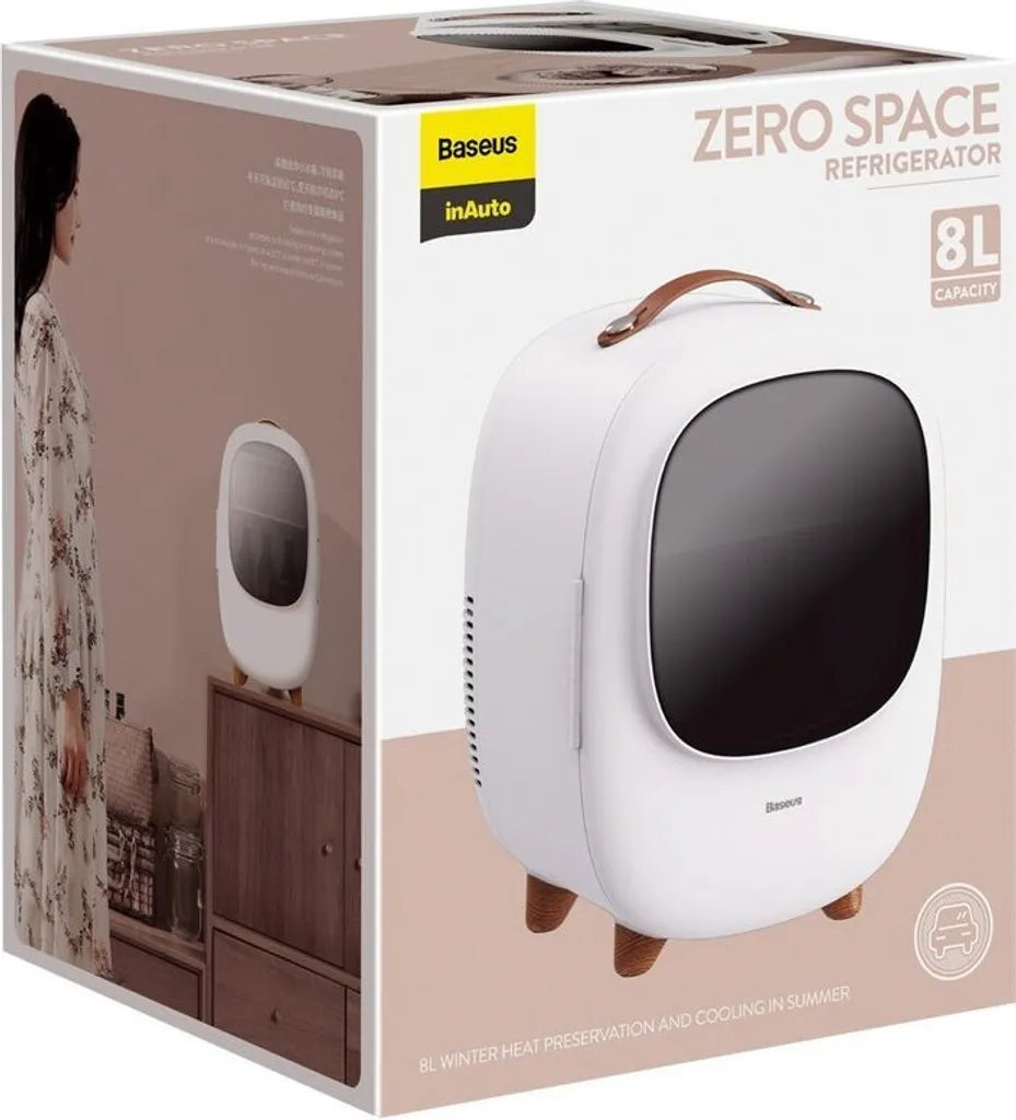  Baseus Mini Beauty Kühlschrank Für Kosmetik Reisekühlschrank Mit Heizung 8l 220V EU / 12V Weiß