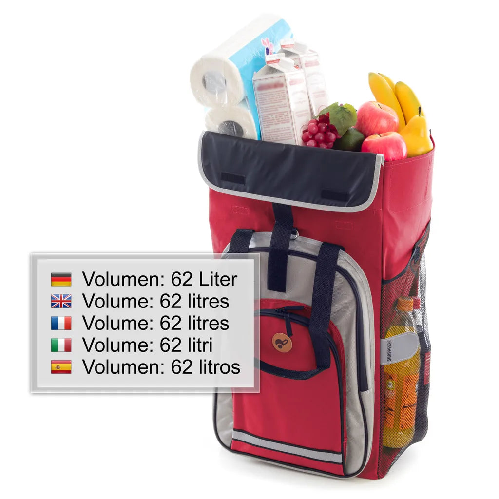  Andersen Shopper Alu Star Höhenverstellbar Mit Rad Ø 20cm Und 62 Liter Tasche Hydro 2.0 Rot Mit Kühlfach