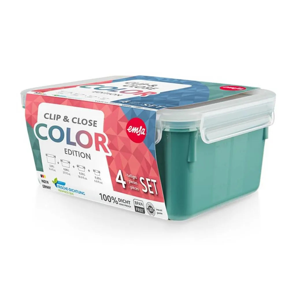  Emsa CLIP & CLOSE Colour Edition Grün 4er Set (0,2 / 0,55 / 0,8 / 2,2)