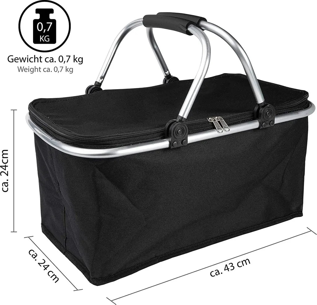  ONVAYA® Einkaufskorb Faltbar Mit Kühlfunktion | Schwarz | 2 Stück | Faltkorb Mit Deckel | Isolierkorb | Einkaufstasche | Klappkorb | Thermokorb Klappbar