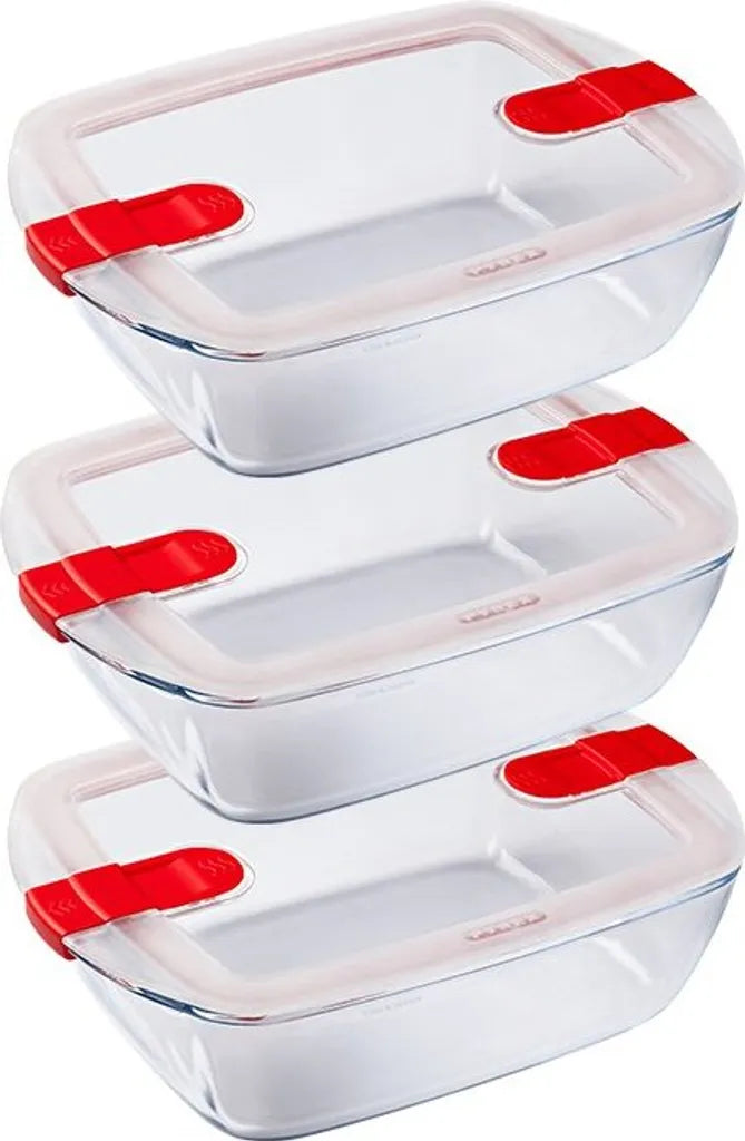 Pyrex Glasbehälter Mit Deckel Cook & Heat 3-teilig