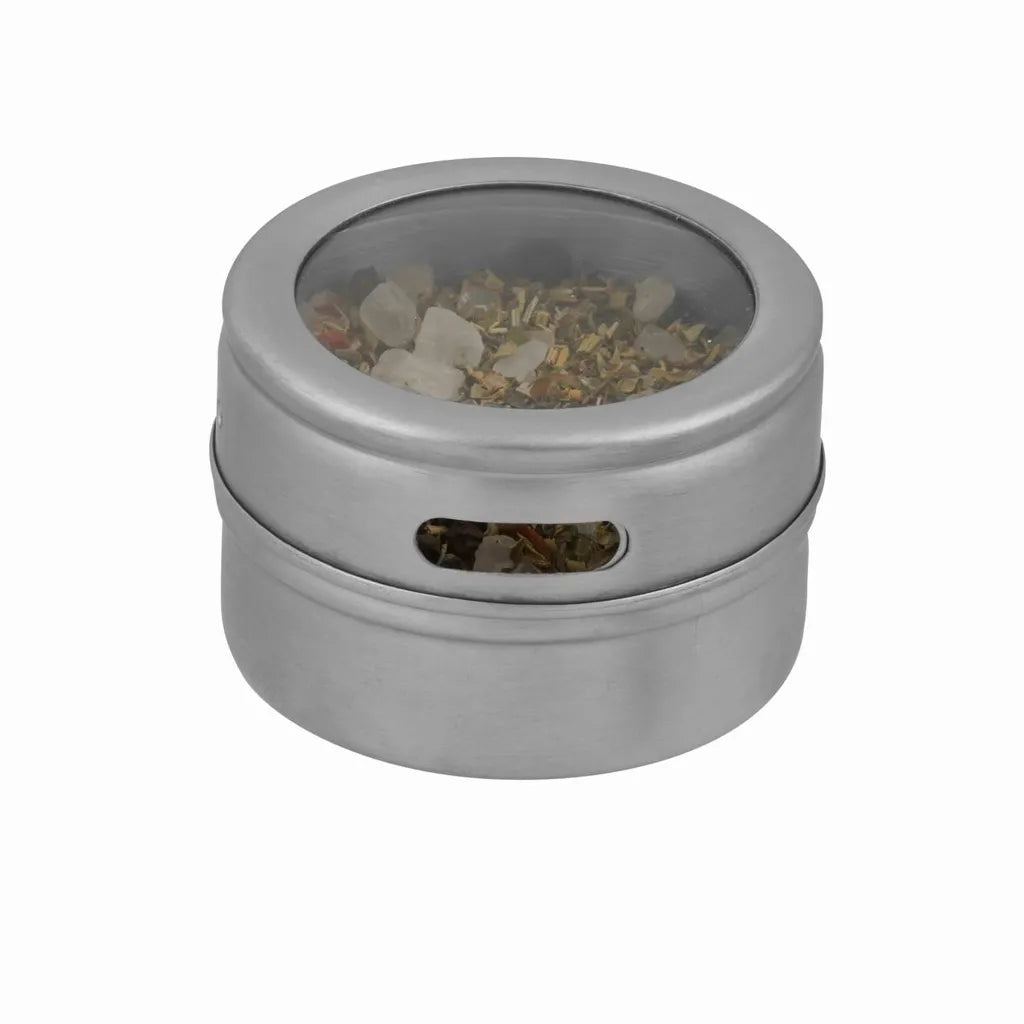  Fackelmann Magnetische Gewürzdose, Vorratsdose Mit Streuöffnungen, Aufbewahrungsdose Aus Edelstahl (Farbe: Silber/Transparent), Menge: 1 Stück