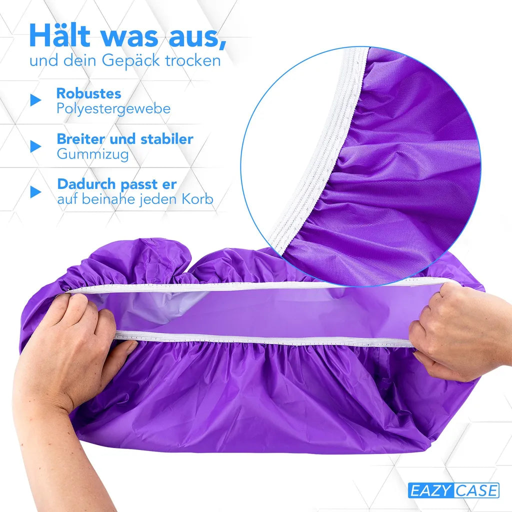  EAZY CASE Fahrradkorb Regenschutz, Wasserfester Korbüberzug, Schutzhülle, Korbabdeckung Wasserabweisend, Regenüberzug Für Fahrradkorb Elastisch, Schutzhaube Für Regen, Dunkelblau, Lila Violett