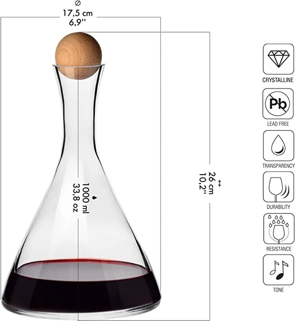  KROSNO Wine Connoisseur Wein Karaffe Rotwein Dekanter, 1000 Ml, Handgemacht
