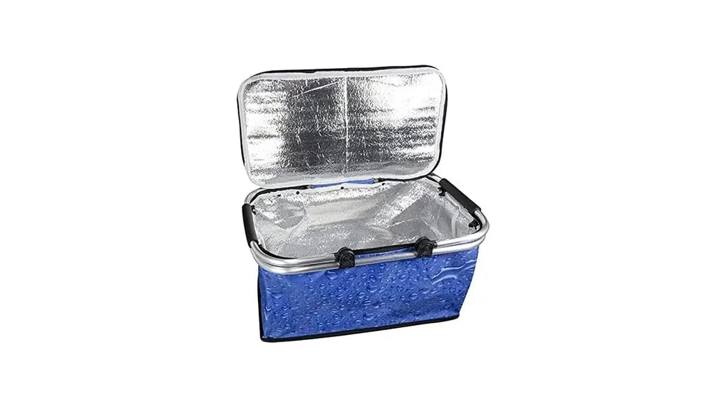  30 Liter Kühlkorb Faltbar – Einkaufskorb Thermo Korb Mit 2X Kühlakkus Für Unterwegs – Outdoor Picknickkorb Wasserdicht Kühlfunktion Klappbare Tragestange Kühltasche