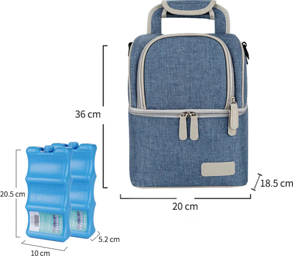  Muttermilch-Kühltasche Mit Kühlakkus, Doppellagig, Passend Für 3 Flaschen, Bis Zu 255 Ml, Für Stillen, Muttermilch, Pumpbeutel, Rucksack ,Denim Blue
