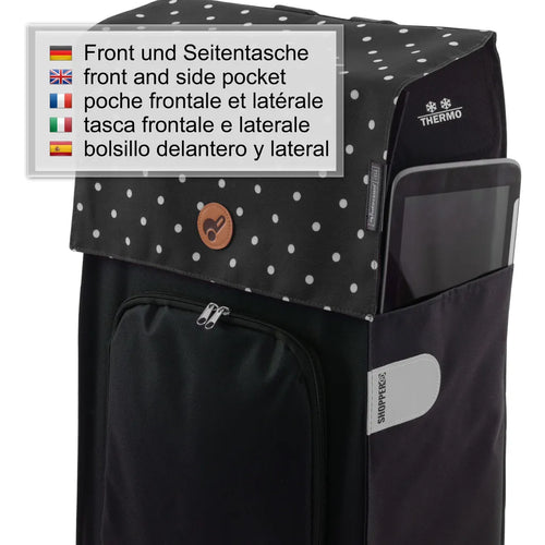 Andersen Shopper Quattro Mit 4 Rädern, Höhenverstellbar Mit Rad Ø 15 Und 20cm Und 45 Liter Tasche Malit Schwarz Mit Kühlfach