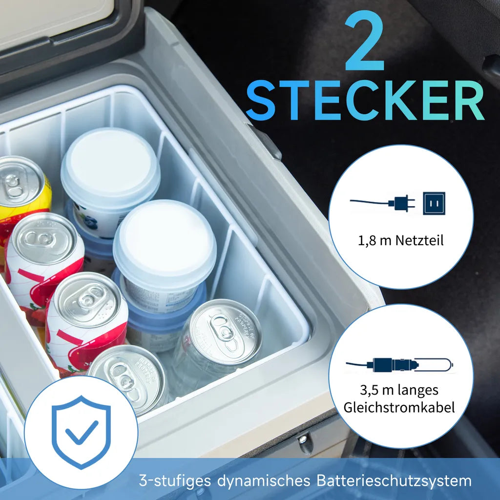  Outsunny Kühlbox Auto 30L Mit LCD-Anzeige Kompressor Autokühlschrank Elektrisch Boot Camper Reisen 12/24V DC Und 110-240V AC Weiß