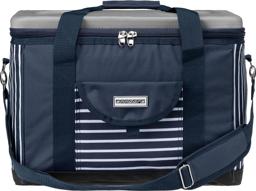  Anndora Kühltasche XL 40 Liter AHOI Mit Reissverschluss - Blau-weis-gestreift