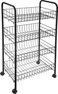  ONVAYA® Beistellwagen Susi Mit 4 Körben | Schwarz | 39x26x76 Cm | Rollwagen | Küchenwagen | Wagen | Metall | Regal | Bad | Servierwagen | Haushaltswagen | Allzweckwagen | Küchentrolley