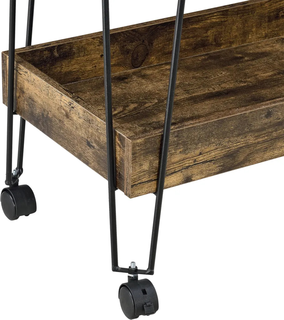  Servierwagen Vaxholm 78x62x32cm Barwagen Beistellwagen Rollwagen Bis 10 Kg Stahlgestell Dunkler Holzton