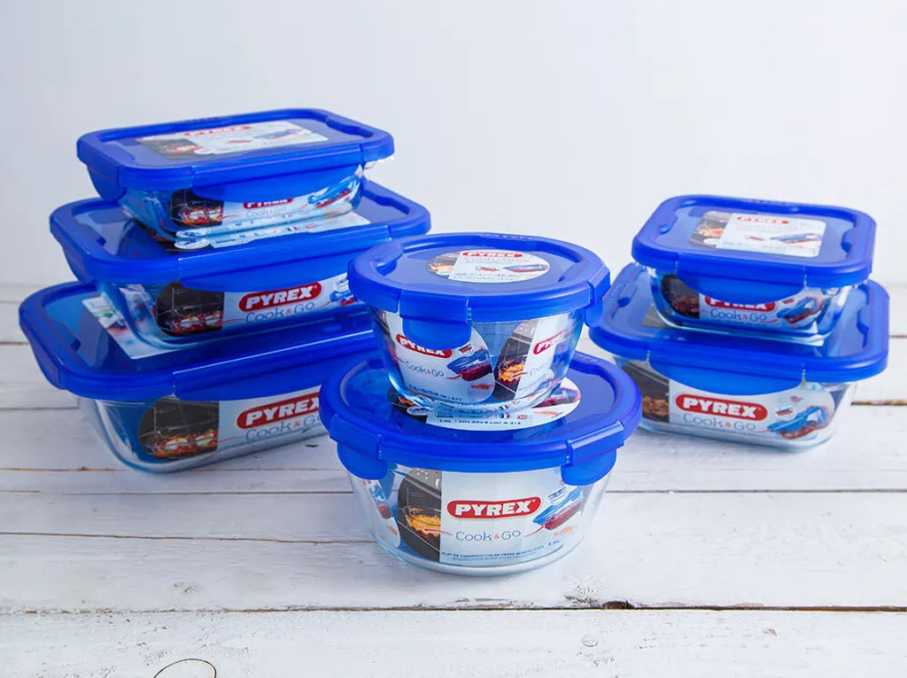  Pyrex Cook & Go Glas Runde Schüssel Mit Deckel 0.7L