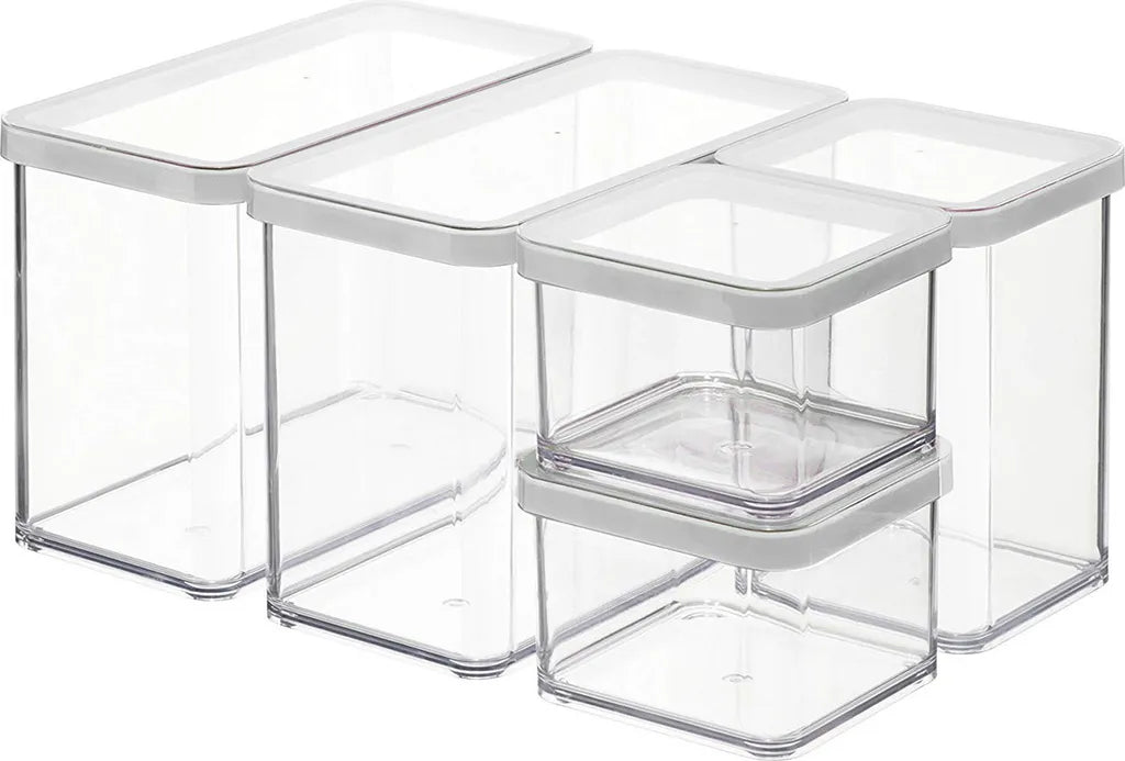 ROTHO Set Premium Dosen 5 Tlg. LOFT, Farbe:Transparent / Weiß