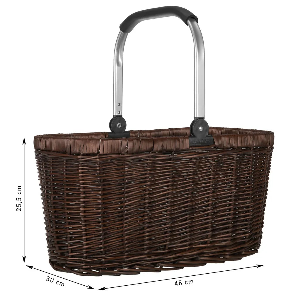  Einkaufskorb Geflochtene Weide 22 L Dunkelbraun Alurahmen - Braun
