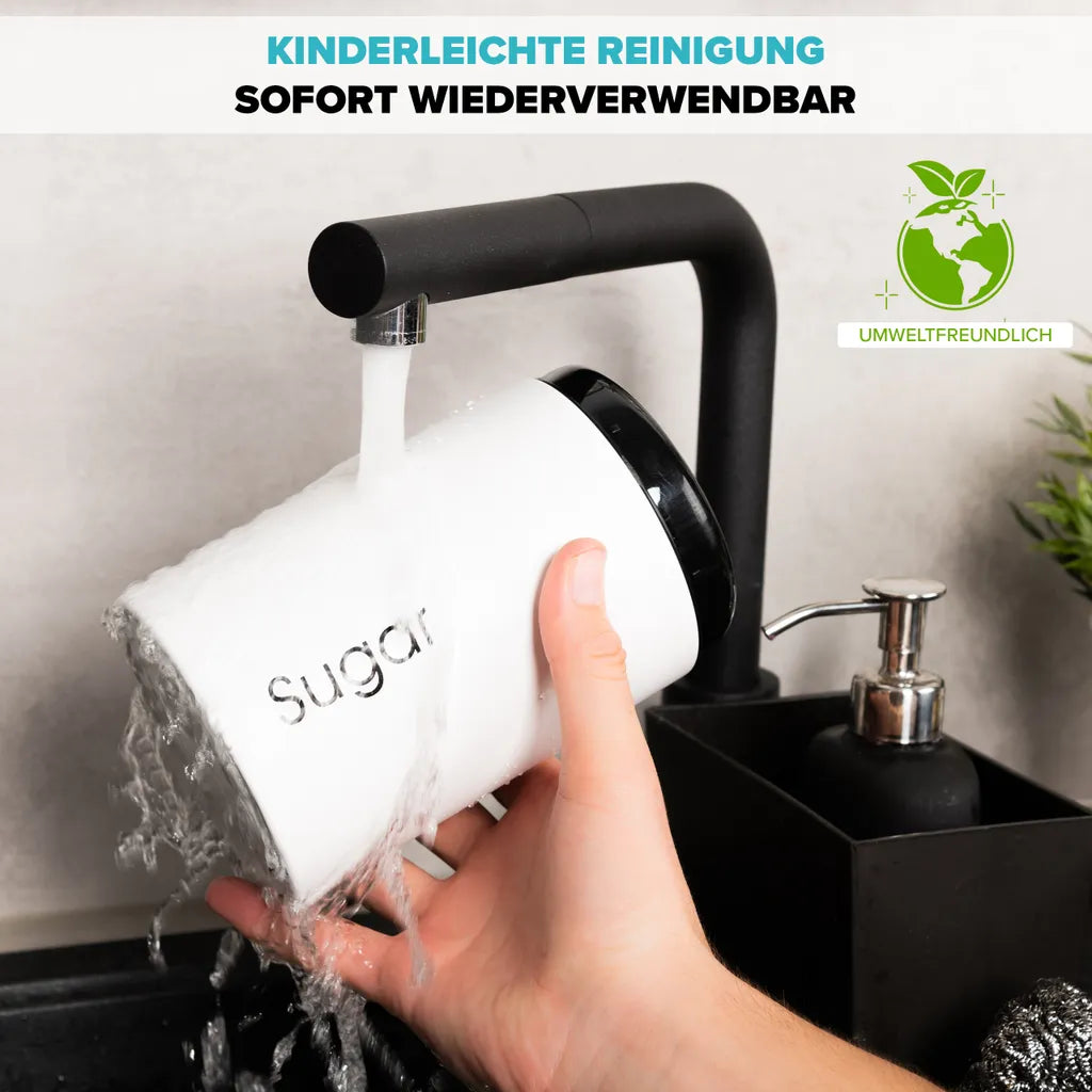  Lubur Premium Vorratsdosen Set - 3X Aufbewahrungsdose Für Lebensmittel - 1L Vorratsbehälter In Edlem Design Storage Jars - Pflegeleichte Vorratsdose Mit Deckel