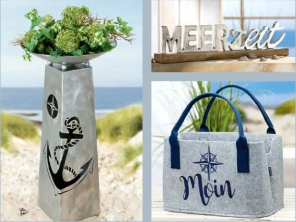  Große Maritime Filztasche. Shopping Komfort Auf 40 X 26 X 26 Cm. Modell MEERZEIT. Viel Stauraum