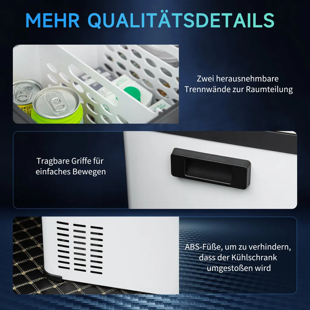  Outsunny Kühlbox Auto 30L Mit LCD-Anzeige Kompressor Autokühlschrank Elektrisch Boot Camper Reisen 12/24V DC Und 110-240V AC Weiß