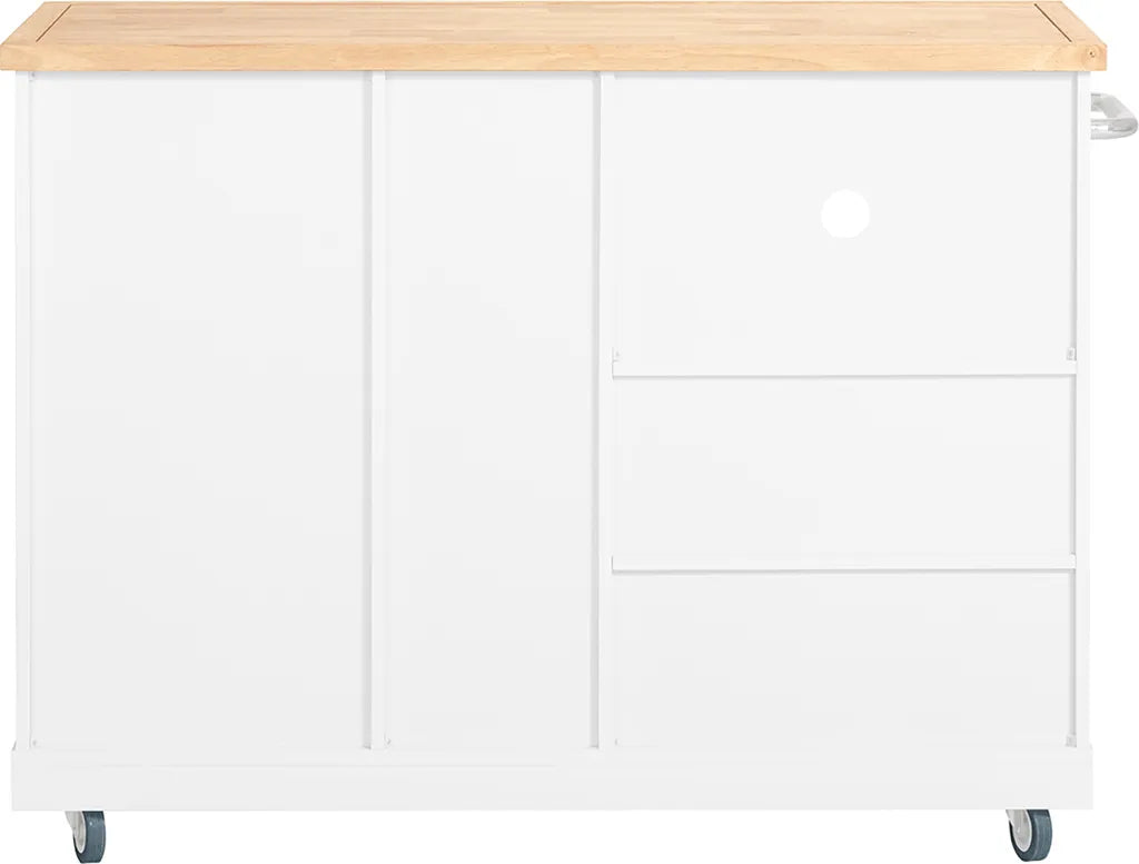  SoBuy FKW105-WN Design Küchenwagen Mit Arbeitsplatte Kücheninsel Küchenschrank Rollwagen Mikrowellenschrank Weiß-Natur BHT Ca.: 127x94x51cm
