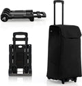  COSTWAY 2in1 Einkaufswagen & Trolley Mit 38L-Fassungsvermögen, 3-stufig Höhenverstellbarer Einkaufsroller Mit 2 Rädern & 2 Seitentaschen & Reißverschlusstasche, Bis 60kg Belastbar Schwarz