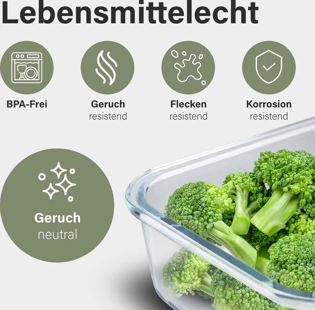  Classbach® Glas-Frischhaltedosen Mit Deckel, 9er-Vorratsdosen-Set/Vorratsgläser, Geeignet Für Mikrowelle, Spülmaschine Und Gefrierfach, Meal Prep Boxen Aus Glas, Perfekte Aufbewahrungsbox Küche