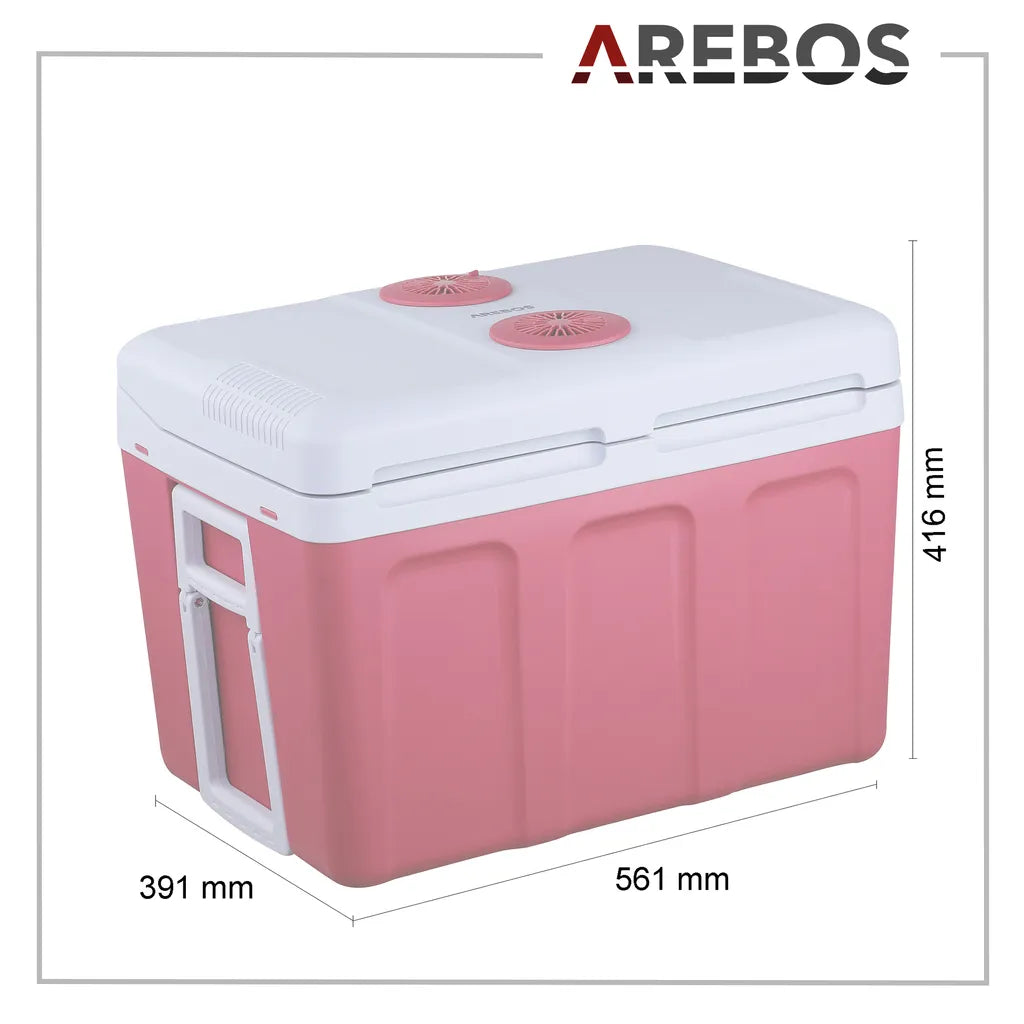  AREBOS Elektrische Kühlbox 40 Liter, Zum Kühlen Und Warmhalten, Mobil Kühlschrank Mit ECO Modus, 12/230 V Für Auto Und Steckdose