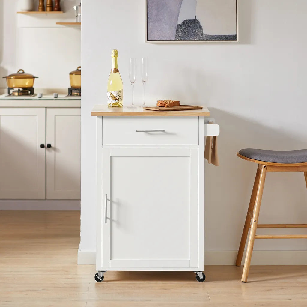  SoBuy FKW102-WN Küchenwagen Mit Arbeitsplatte Servierwagen Beistellwagen Rollwagen Getränkewagen Fürs Büro BHT Ca.: 68x90x46cm