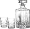  Amisglass Whiskey Karaffe Mit 2 Gläsern, Whiskey Set, 3-teilig, Whisky Dekanter 700ml Und Whisky Gläser 300ml 2 Stück, Kristallgläser & Longdrinkgläser