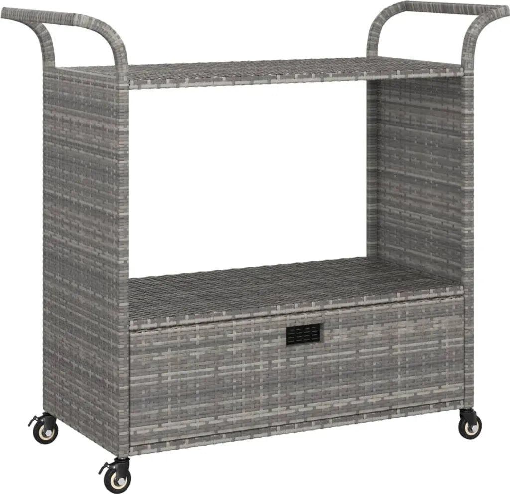  VidaXL Barwagen Mit Schublade Grau 100x45x97 Cm Poly Rattan