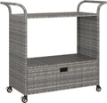  VidaXL Barwagen Mit Schublade Grau 100x45x97 Cm Poly Rattan