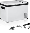  Outsunny Kühlbox Auto 30L Mit LCD-Anzeige Kompressor Autokühlschrank Elektrisch Boot Camper Reisen 12/24V DC Und 110-240V AC Weiß