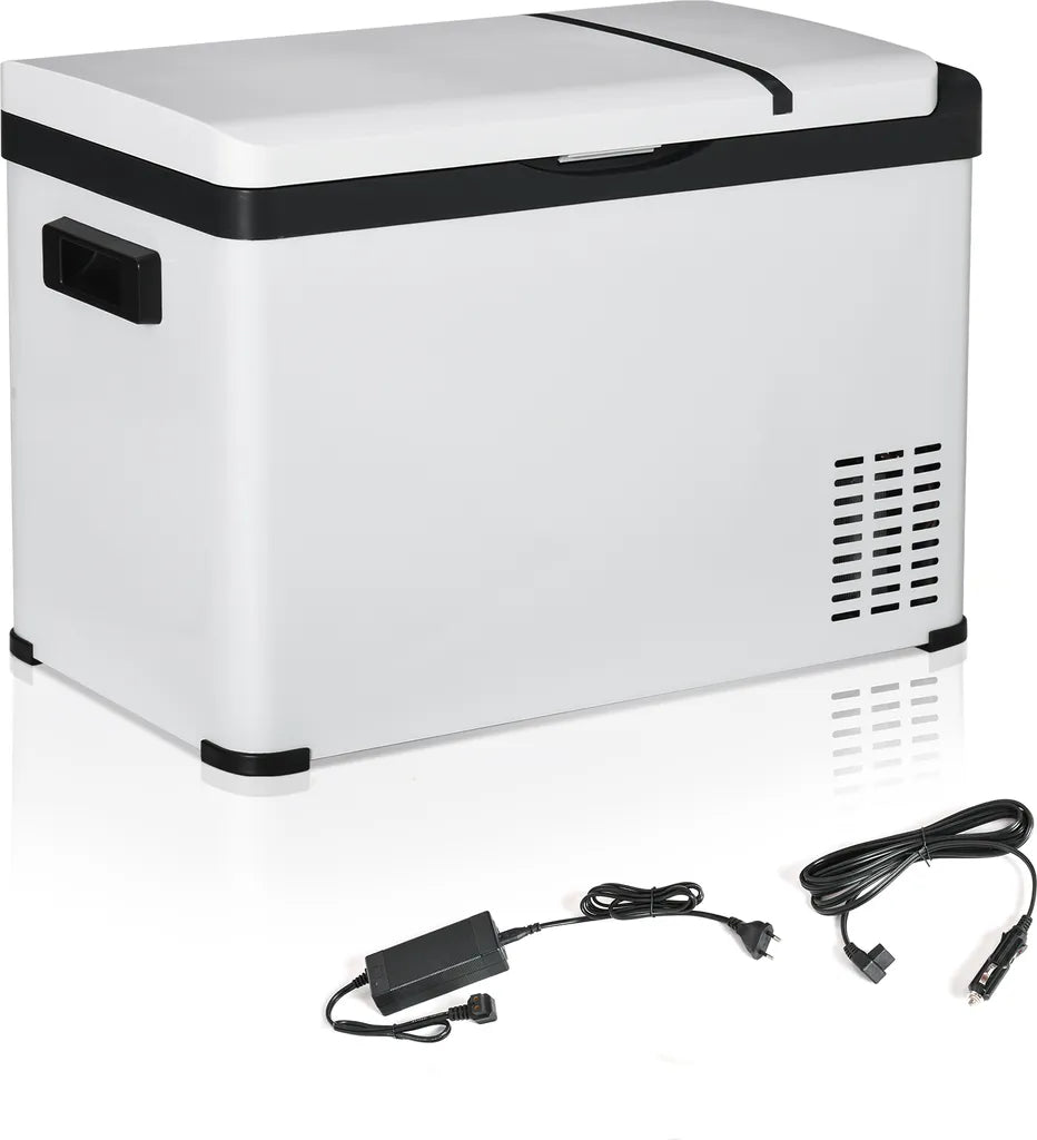  Outsunny Kühlbox Auto 30L Mit LCD-Anzeige Kompressor Autokühlschrank Elektrisch Boot Camper Reisen 12/24V DC Und 110-240V AC Weiß