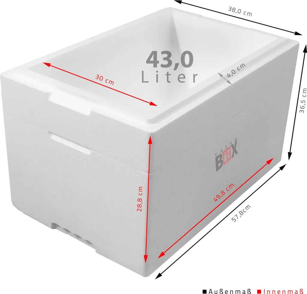  Modularbox 43M | Wand: 4,0 Cm | Volumen: 43L | Innenmaß:49x30x28cm | Erweiterbar Isolierbox Thermobox Kühlbox Warmhaltebox
